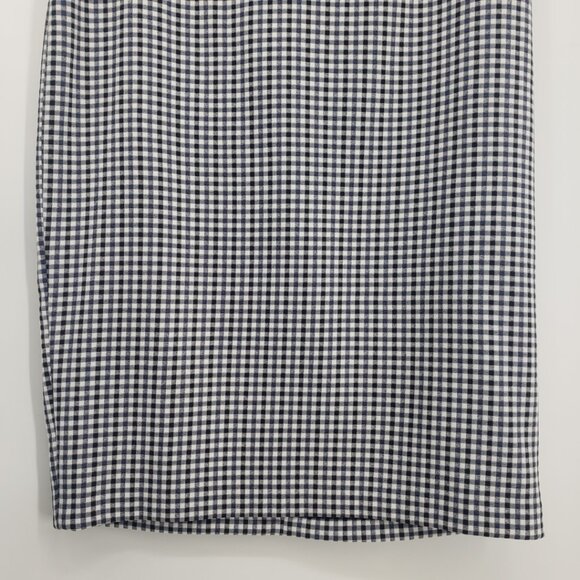 Calvin Klein Gingham Plaid Sheath Dress 8 Cap Sleeves V Neck Black Blue - Picture 5 of 10
